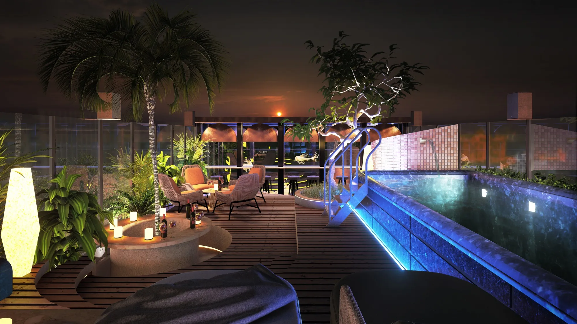 Luxury hotel rooftop